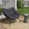Fauteuil de jardin relax avec coussin effet rotin gris*IDMarket Outlet