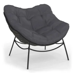 Fauteuil de jardin relax avec coussin effet rotin gris*IDMarket Outlet