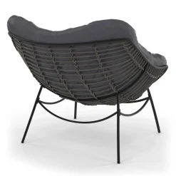 Fauteuil de jardin relax avec coussin effet rotin gris*IDMarket Outlet