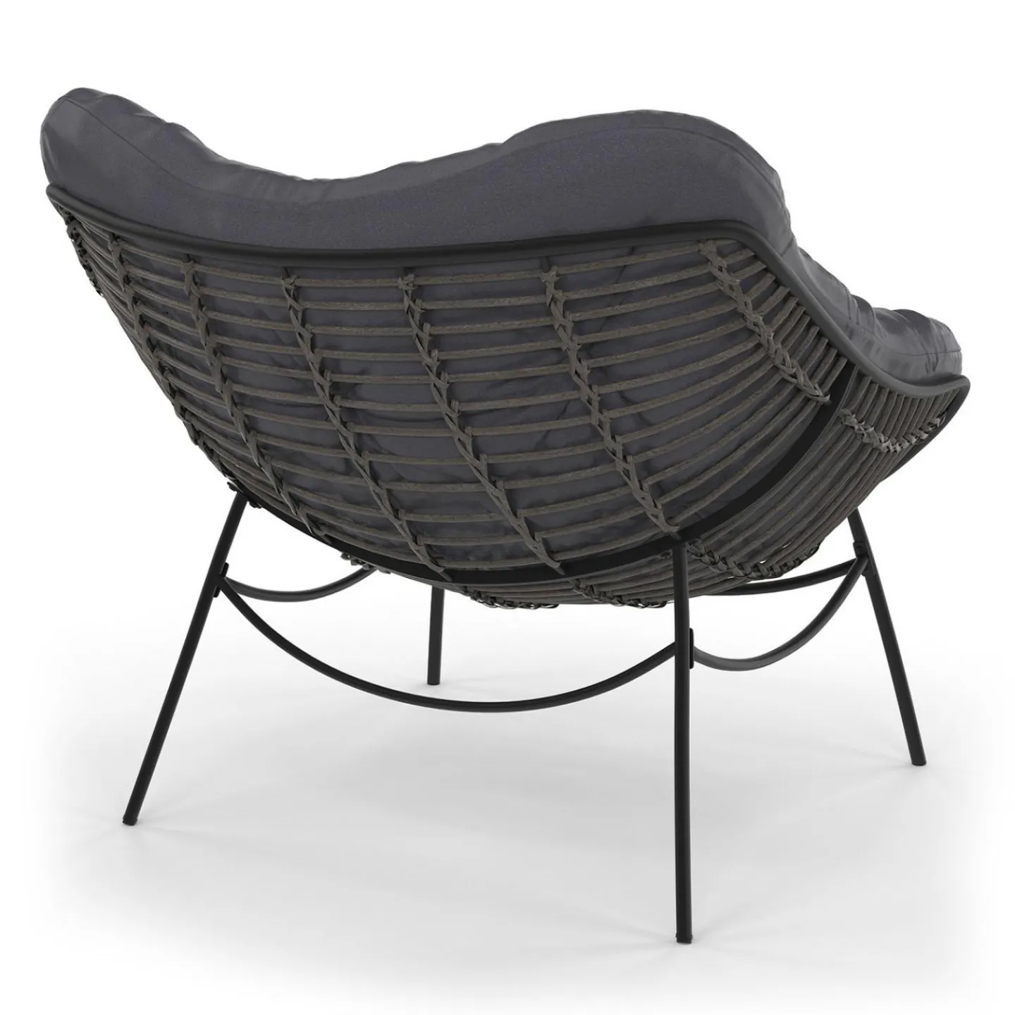 Fauteuil de jardin relax avec coussin effet rotin gris*IDMarket Outlet