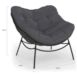 Fauteuil de jardin relax avec coussin effet rotin gris*IDMarket Outlet