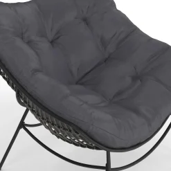 Fauteuil de jardin relax avec coussin effet rotin gris*IDMarket Outlet