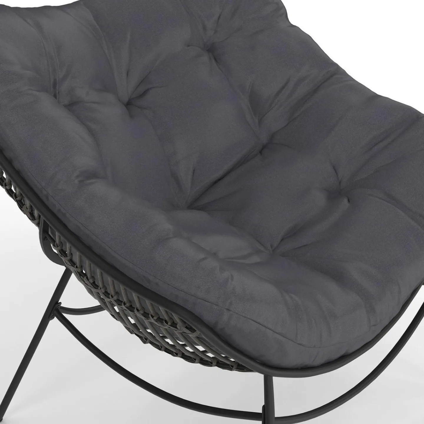 Fauteuil de jardin relax avec coussin effet rotin gris*IDMarket Outlet