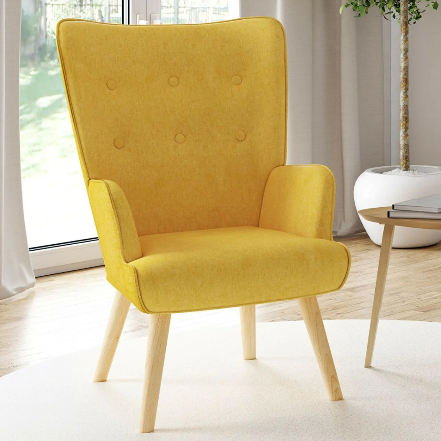 Fauteuil design scandinave jaune moutarde*IDMarket Outlet