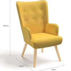 Fauteuil design scandinave jaune moutarde*IDMarket Outlet