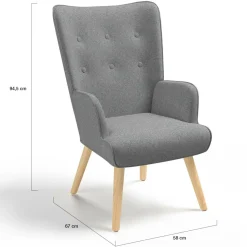 Fauteuil design scandinave gris clair*IDMarket Discount