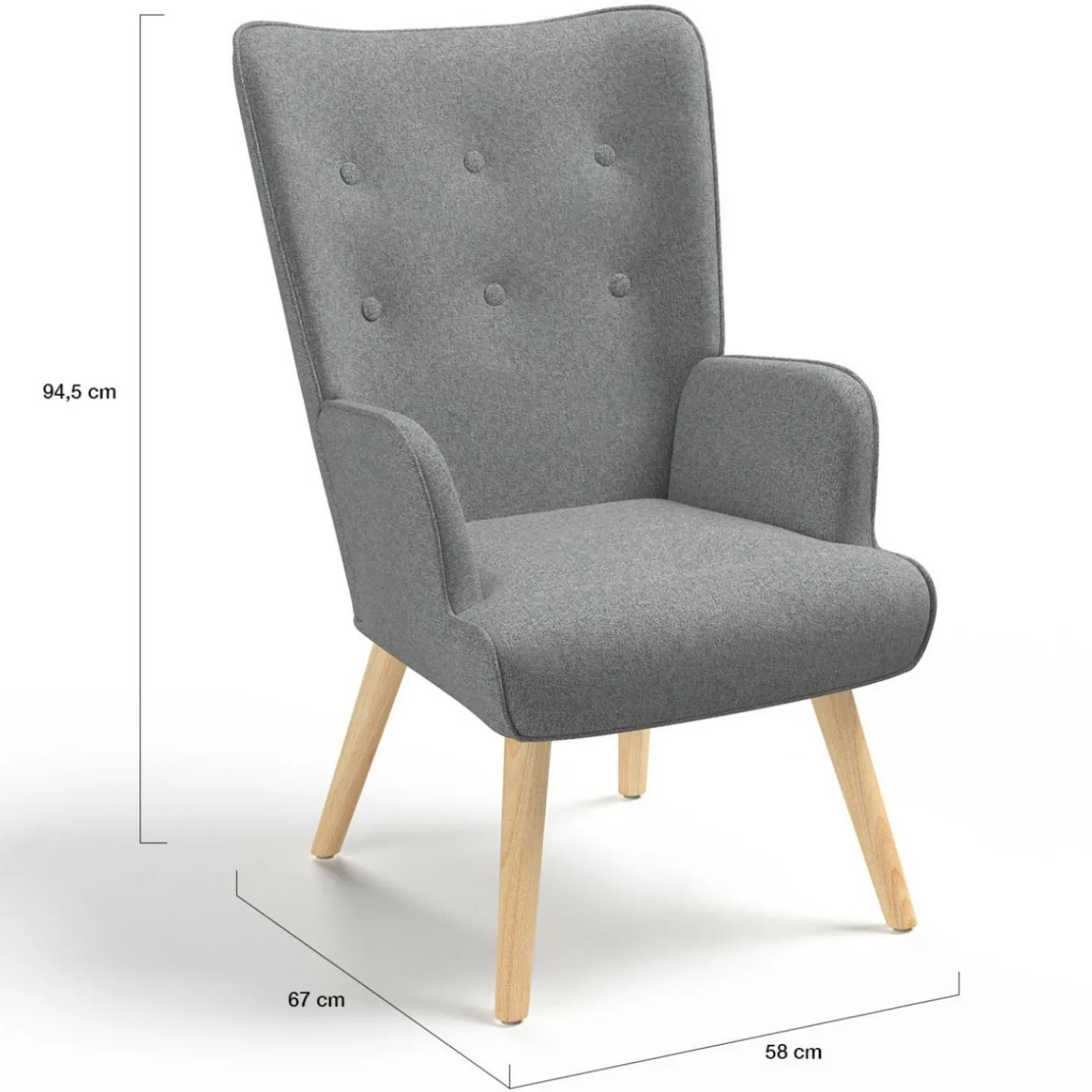 Fauteuil design scandinave gris clair*IDMarket Discount