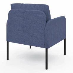 Fauteuil en tissu bleu moderne pieds métal noir*IDMarket Clearance