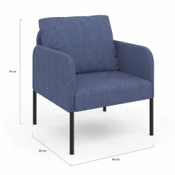 Fauteuil en tissu bleu moderne pieds métal noir*IDMarket Clearance