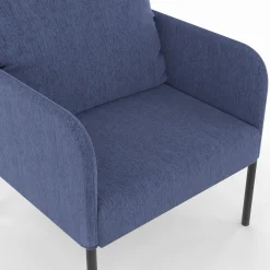 Fauteuil en tissu bleu moderne pieds métal noir*IDMarket Clearance