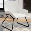 Fauteuil en tissu bouclette et pieds métal noirs*IDMarket New