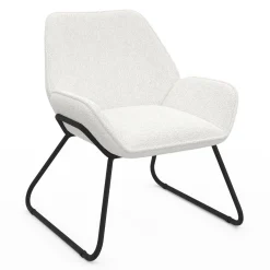 Fauteuil en tissu bouclette et pieds métal noirs*IDMarket New