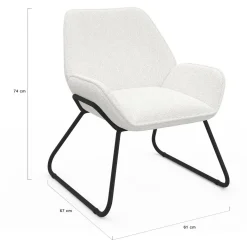 Fauteuil en tissu bouclette et pieds métal noirs*IDMarket New
