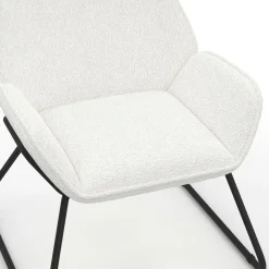 Fauteuil en tissu bouclette et pieds métal noirs*IDMarket New