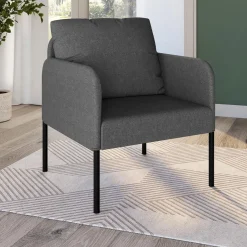 Fauteuil en tissu gris anthracite moderne pieds métal noir*IDMarket