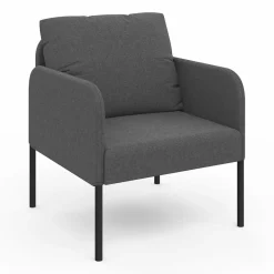 Fauteuil en tissu gris anthracite moderne pieds métal noir*IDMarket