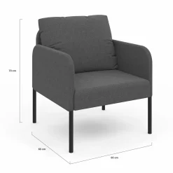 Fauteuil en tissu gris anthracite moderne pieds métal noir*IDMarket