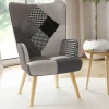 Fauteuil en tissu gris, blanc et noir style scandinave*IDMarket Hot