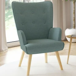 Fauteuil en tissu vert eucalyptus scandinave*IDMarket Sale