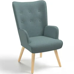 Fauteuil en tissu vert eucalyptus scandinave*IDMarket Sale