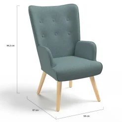Fauteuil en tissu vert eucalyptus scandinave*IDMarket Sale