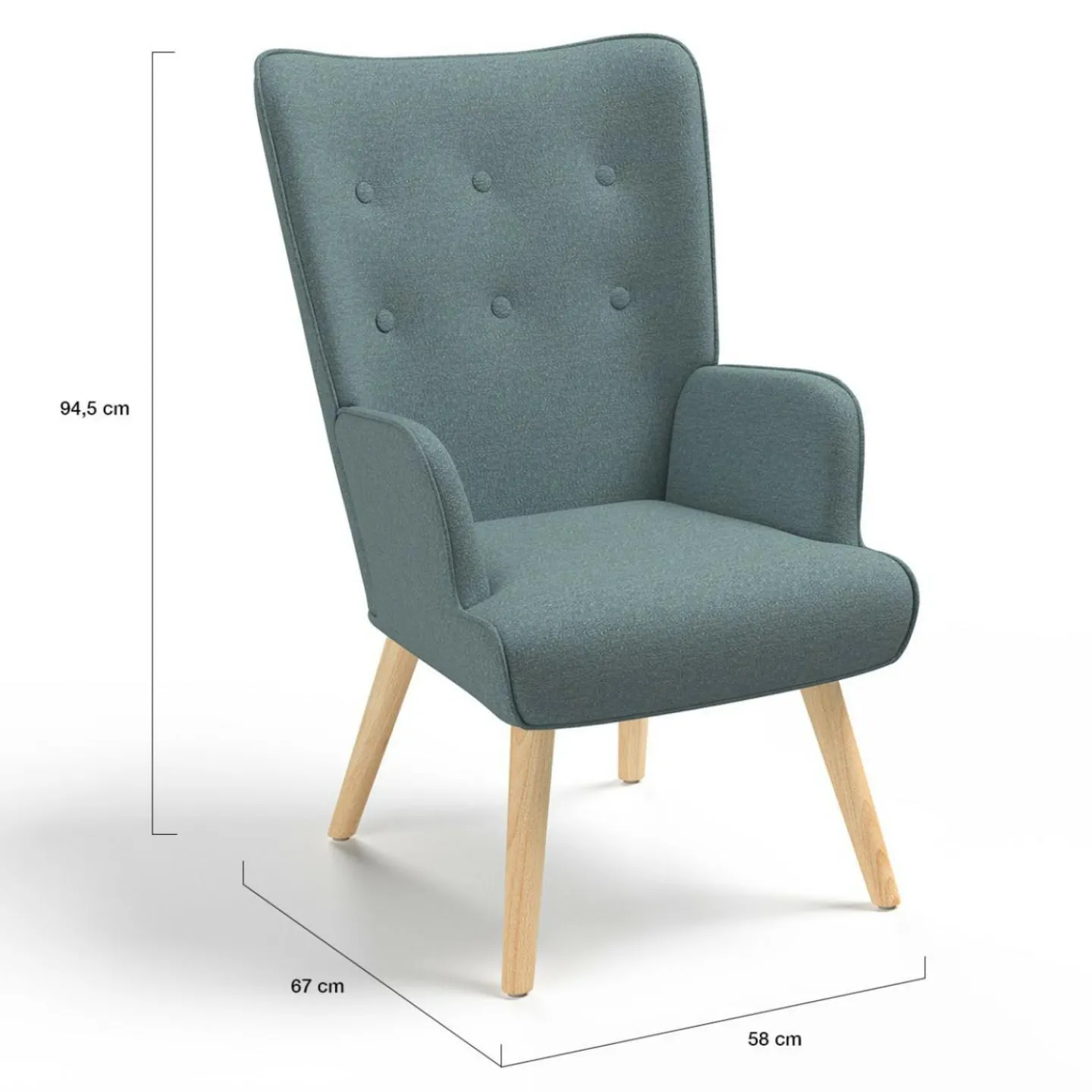 Fauteuil en tissu vert eucalyptus scandinave*IDMarket Sale