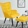 Fauteuil en velours jaune style scandinave*IDMarket Best