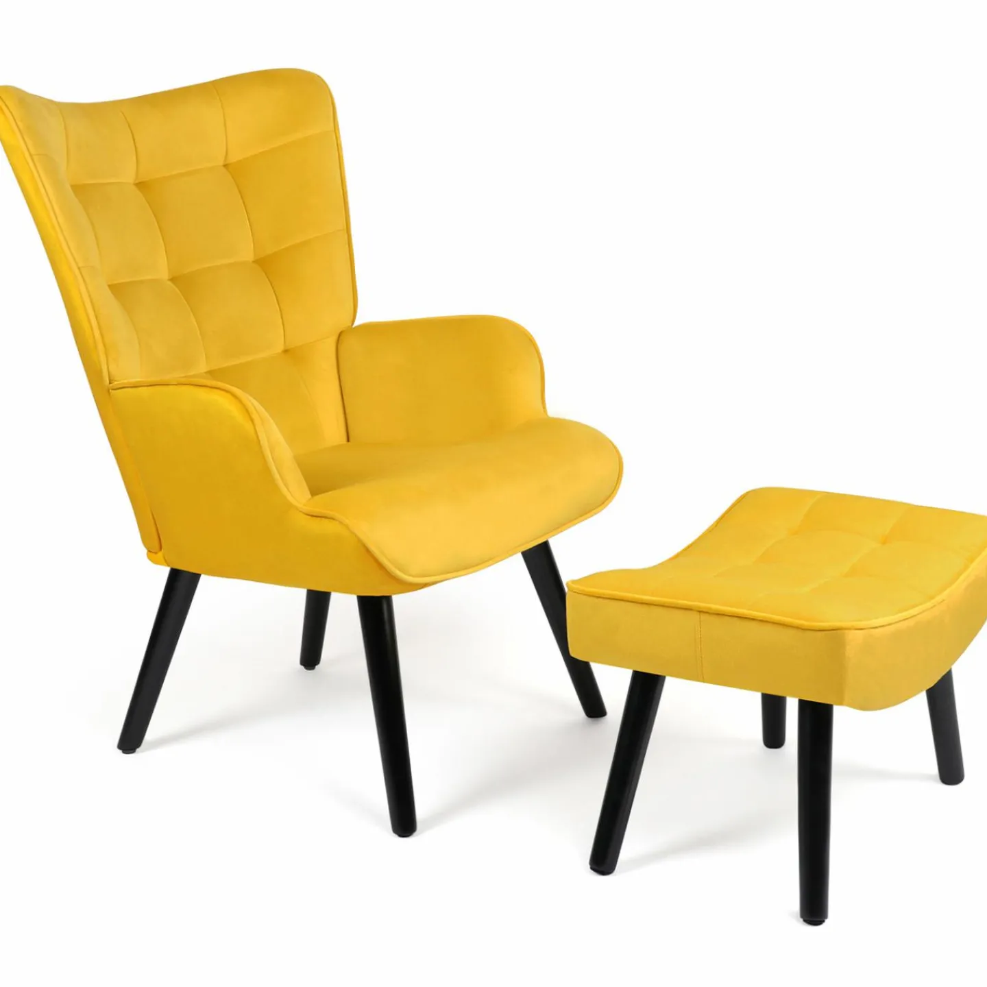 Fauteuil en velours jaune style scandinave*IDMarket Best