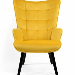 Fauteuil en velours jaune style scandinave*IDMarket Best