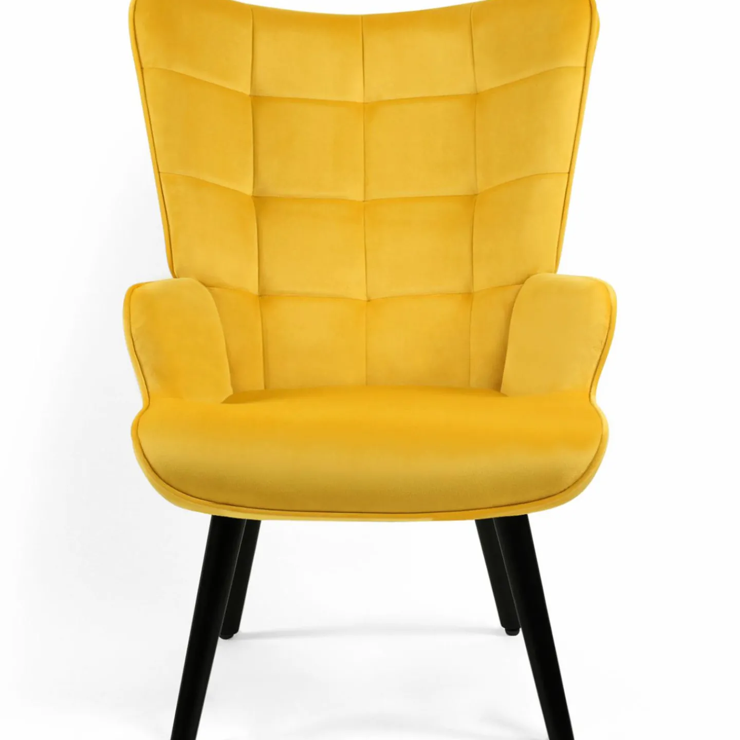 Fauteuil en velours jaune style scandinave*IDMarket Best
