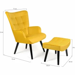 Fauteuil en velours jaune style scandinave*IDMarket Best