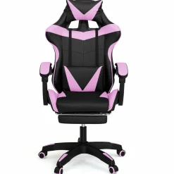 Fauteuil gamer noir et rose avec repose-pied + coussin tête et lombaire*IDMarket Outlet