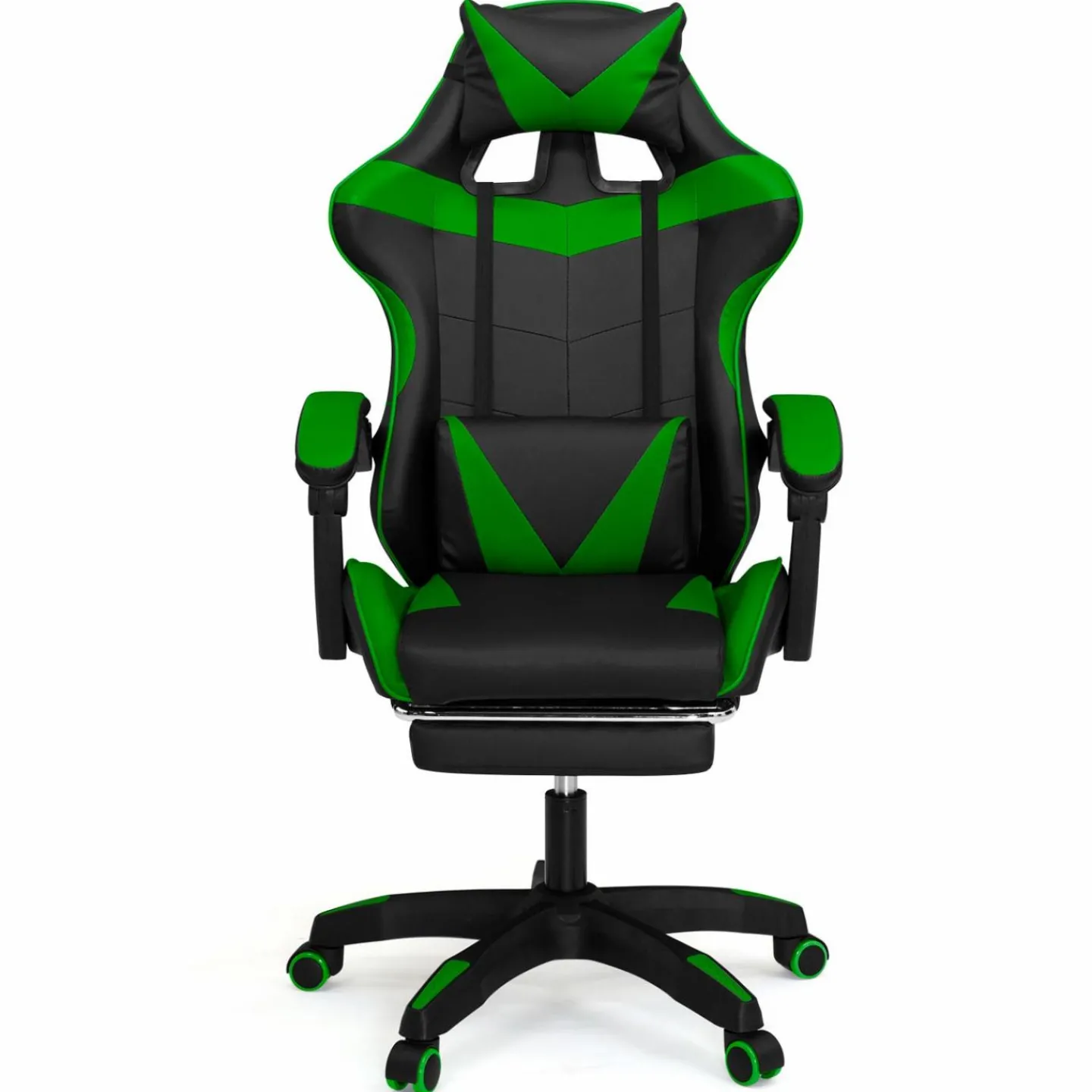 Fauteuil gamer réglable et inclinable avec repose pied et coussins noir et vert*IDMarket Clearance