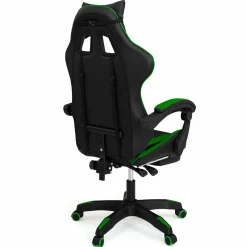 Fauteuil gamer réglable et inclinable avec repose pied et coussins noir et vert*IDMarket Clearance