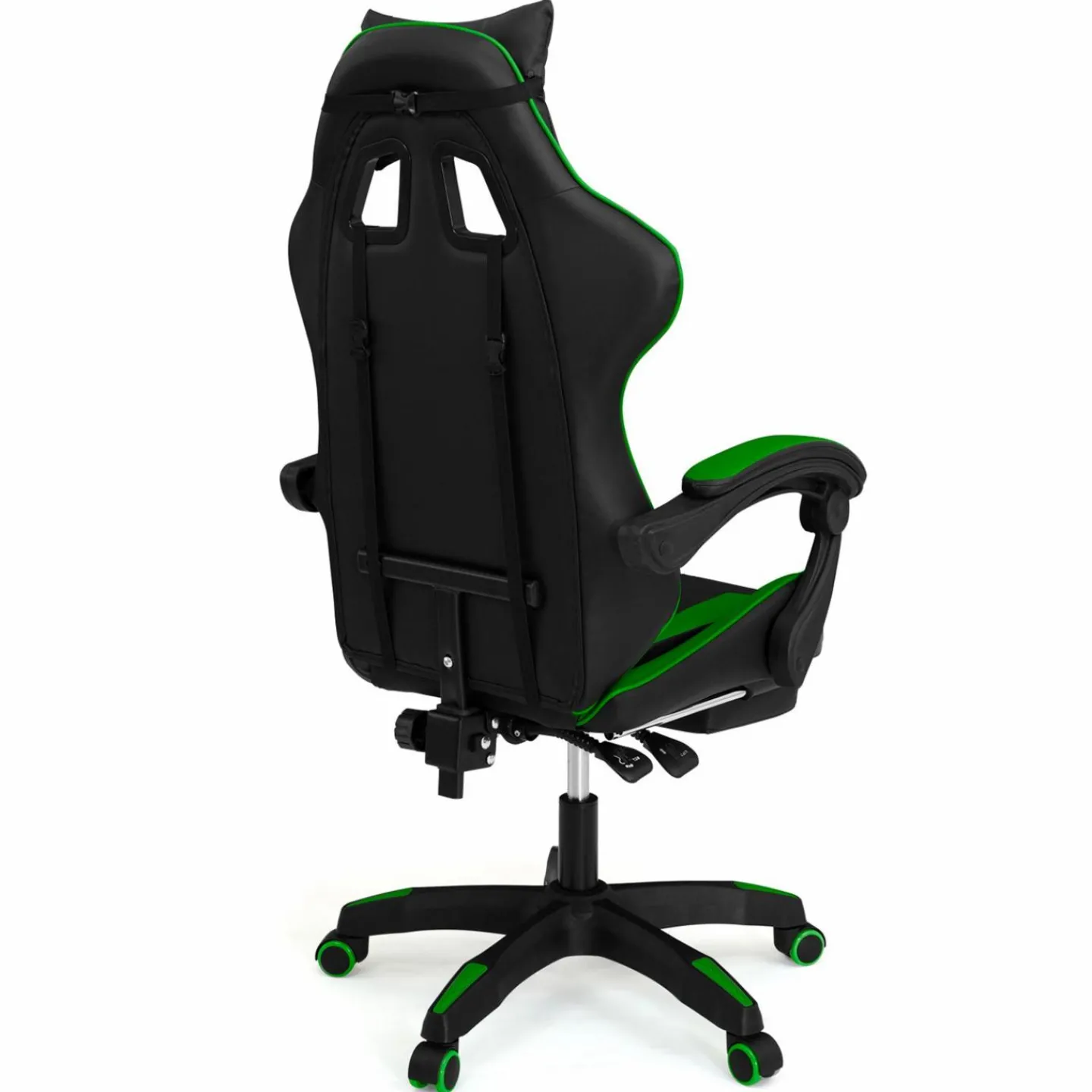 Fauteuil gamer réglable et inclinable avec repose pied et coussins noir et vert*IDMarket Clearance
