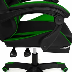 Fauteuil gamer réglable et inclinable avec repose pied et coussins noir et vert*IDMarket Clearance