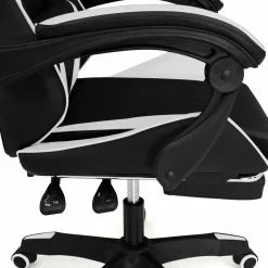 Fauteuil gamer réglable et inclinable avec repose-pied et coussins noir et blanc*IDMarket Sale