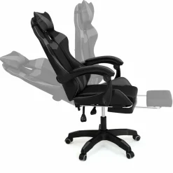 Fauteuil gamer réglable et inclinable avec repose-pied et coussins noir et gris*IDMarket Best