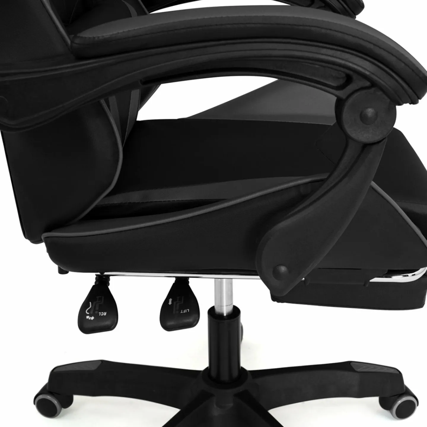 Fauteuil gamer réglable et inclinable avec repose-pied et coussins noir et gris*IDMarket Best