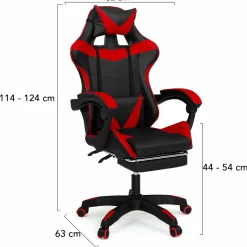 Fauteuil gamer réglable et inclinable avec repose pied et coussins noir et rouge*IDMarket Clearance