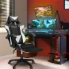 Fauteuil gamer réglable, inclinable avec repose-pied et coussins noir, blanc et gris*IDMarket Best