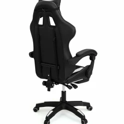 Fauteuil gamer réglable, inclinable avec repose-pied et coussins noir, blanc et gris*IDMarket Best