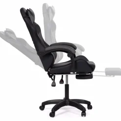 Fauteuil gaming LED noir et gris avec repose-pied, coussin tête + lombaire*IDMarket Clearance
