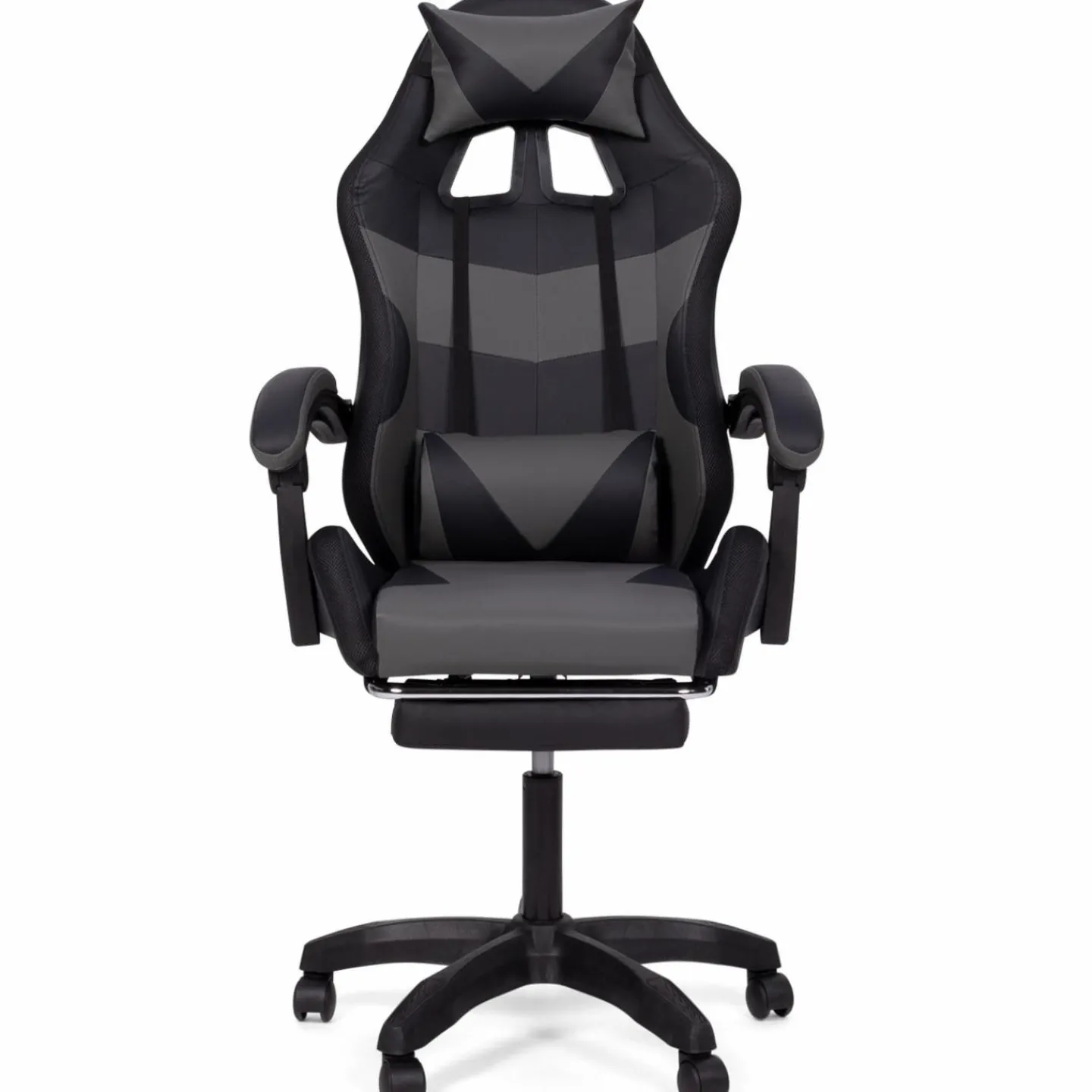 Fauteuil gaming LED noir et gris avec repose-pied, coussin tête + lombaire*IDMarket Clearance