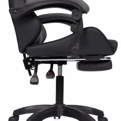 Fauteuil gaming LED noir et gris avec repose-pied, coussin tête + lombaire*IDMarket Clearance