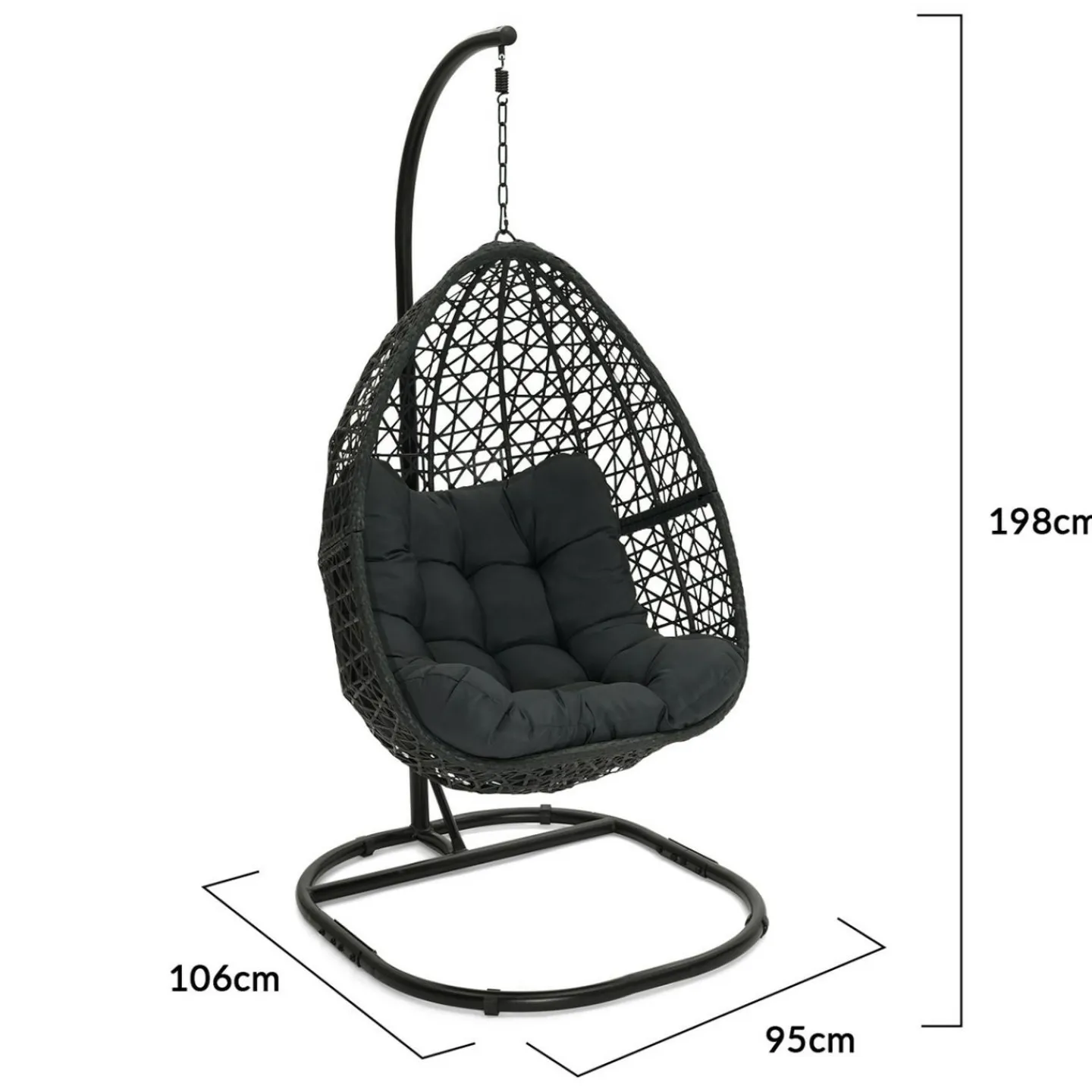 Fauteuil lune suspendu avec coussins gris*IDMarket