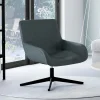 Fauteuil pivotant gris en velours et pieds noirs*IDMarket Sale