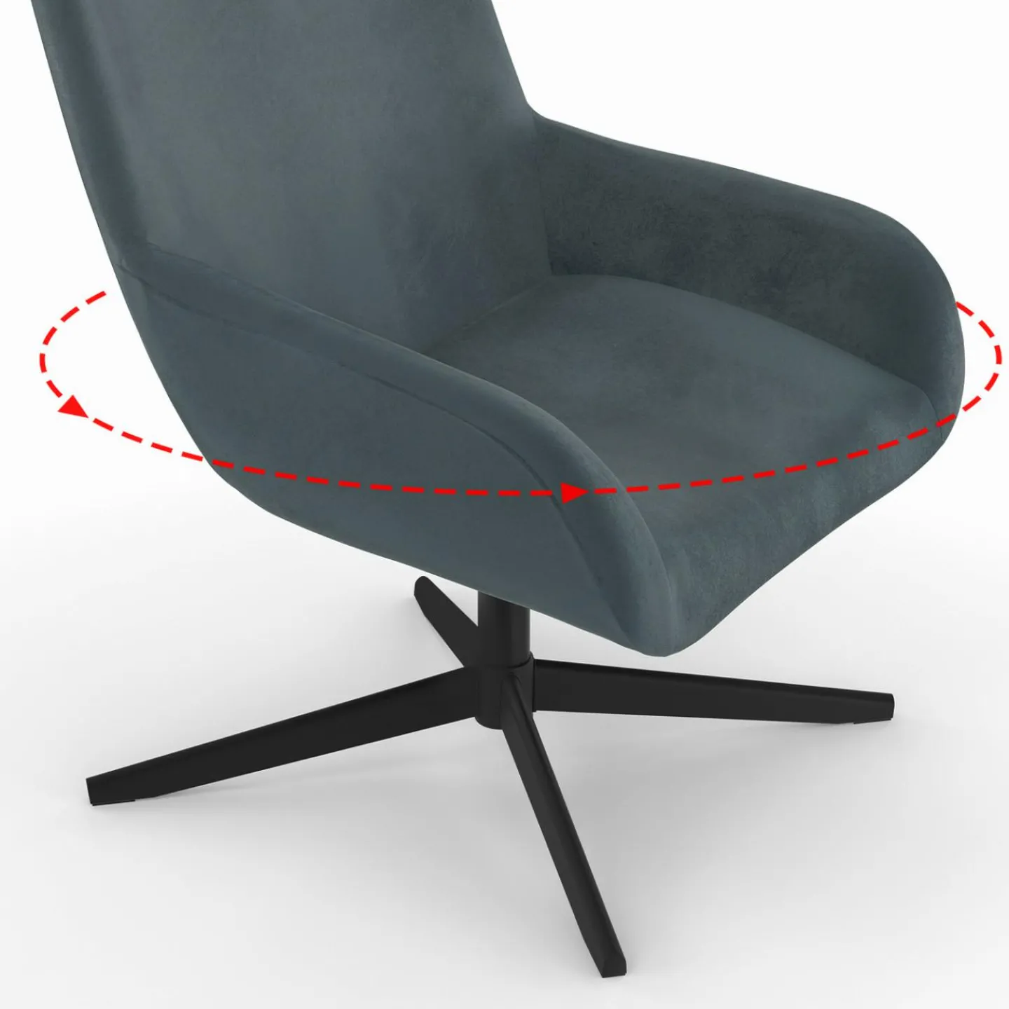 Fauteuil pivotant gris en velours et pieds noirs*IDMarket Sale