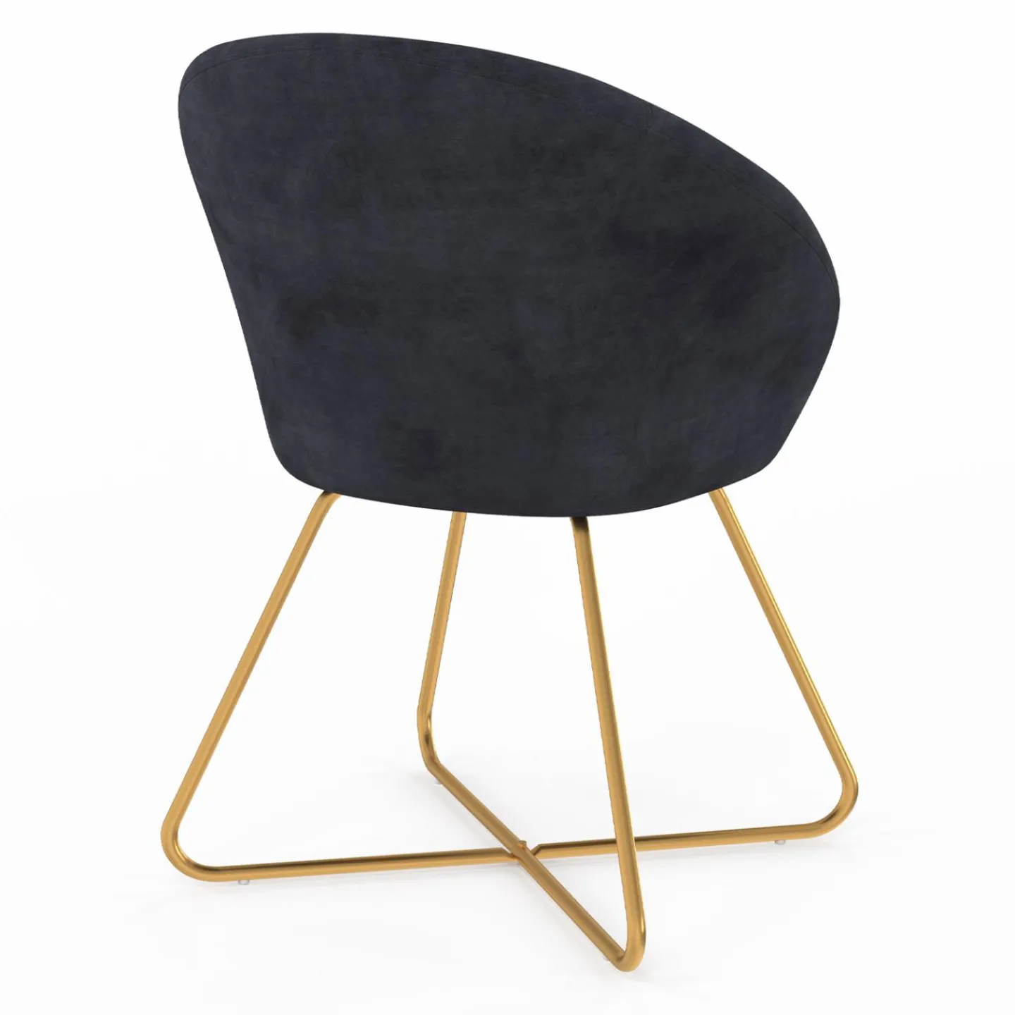 Fauteuil rond en velours gris avec pieds croisés dorés*IDMarket Outlet