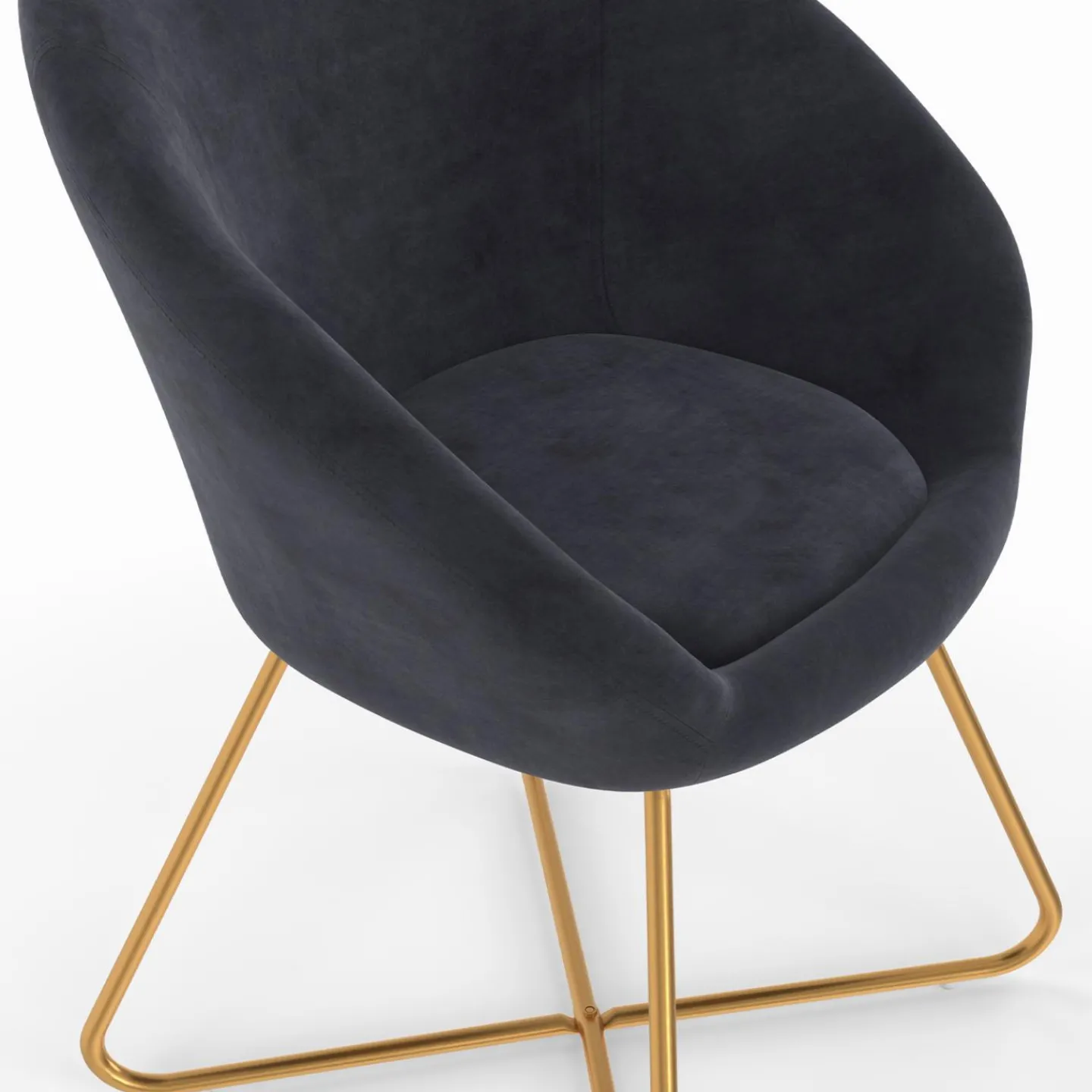 Fauteuil rond en velours gris avec pieds croisés dorés*IDMarket Outlet